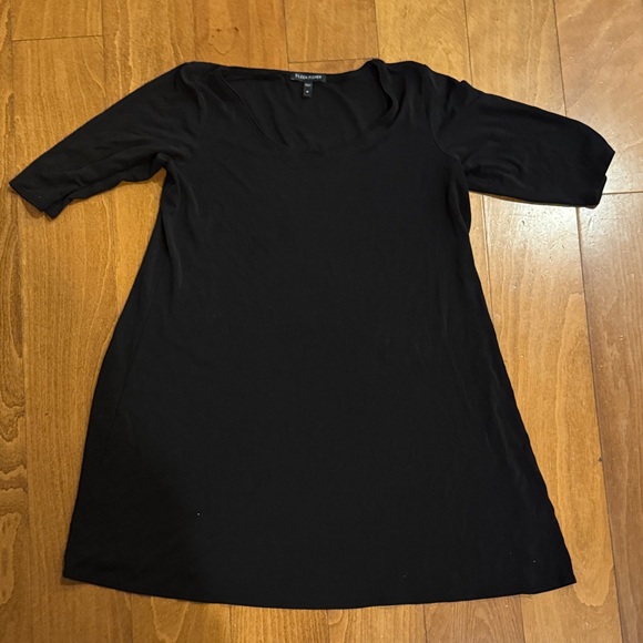Eileen Fisher Black Tunic Top with 3/4 Sleeves 100% silk - Picture 2 of 4